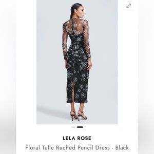Lela Rose Floral Tulle Ruched Pencil Dress